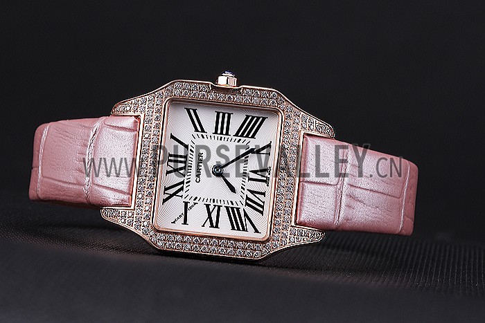 Cartier Santos 100 Diamond Rose Gold Bezel 621915