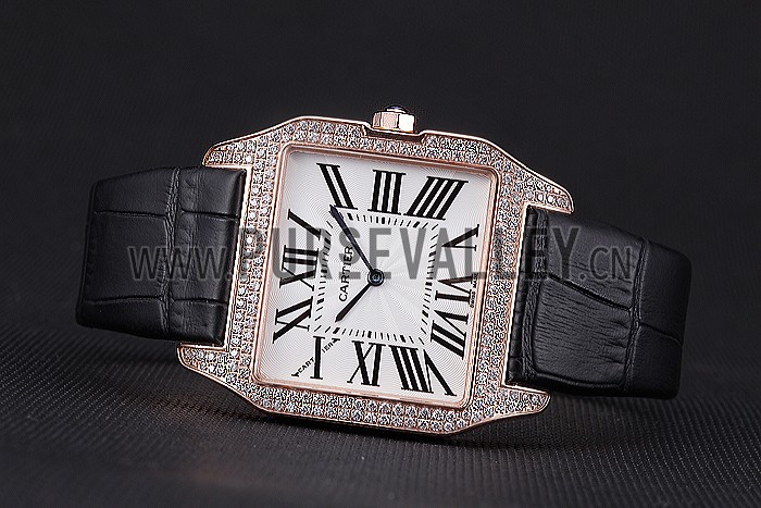 Cartier Santos 100 Diamond Rose Gold Bezel 621925