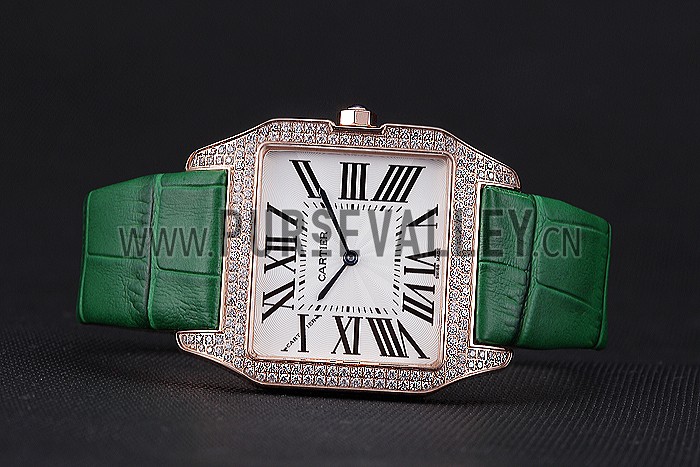 Cartier Santos 100 Diamond Rose Gold Bezel 621930