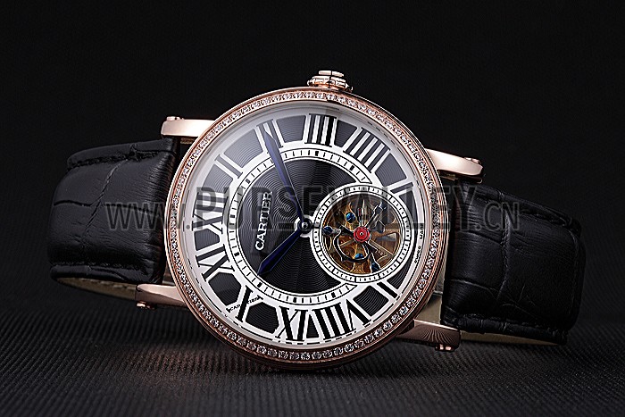 Cartier Rotonde Flying Tourbillon Diamonds Black Dial 621951