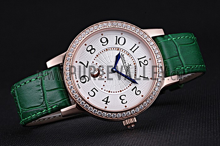 Jaeger LeCoultre Rendez-Vous White Dial Green Leather Strap 622085