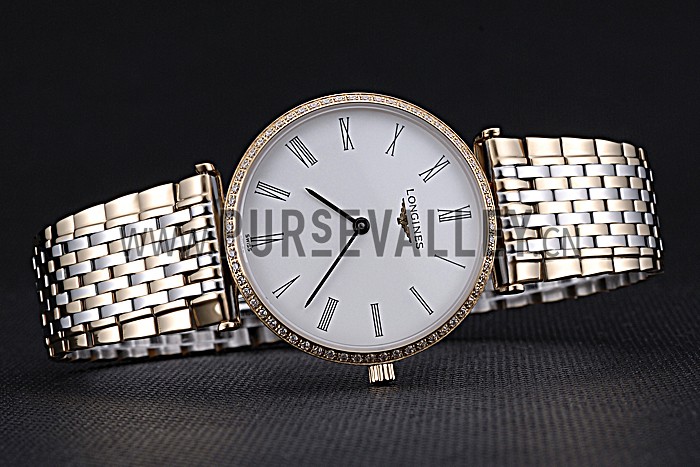 Longines La Grande Classique Two Tone Band White Dial Diamond Bezel Homme 622103
