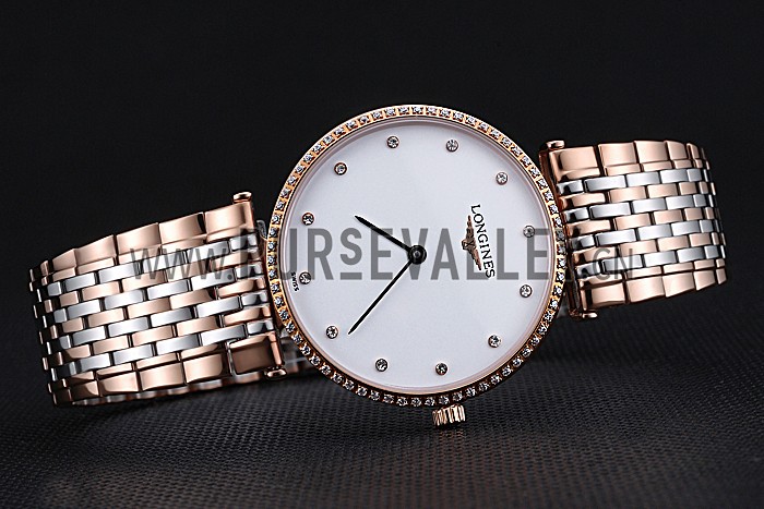 Longines La Grande Classique Rose Gold White Dial Diamond Bezel Homme 622105