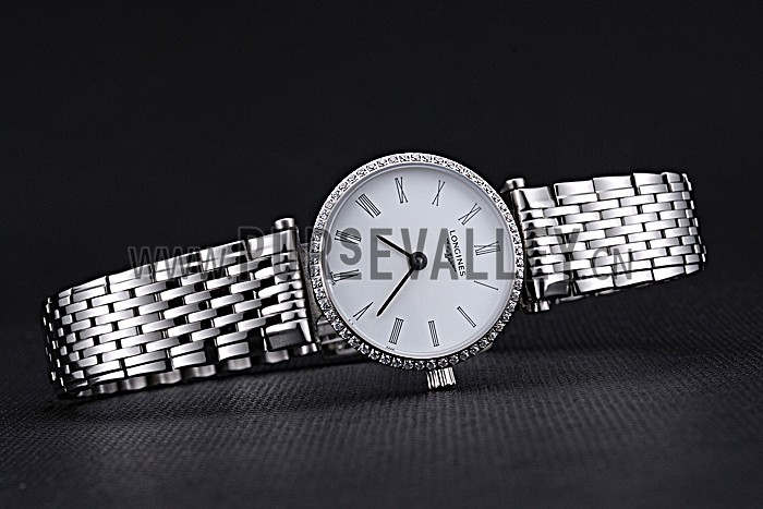 Longines La Grande Classique Stainless Steel White Dial Diamond Bezel Femme 622110