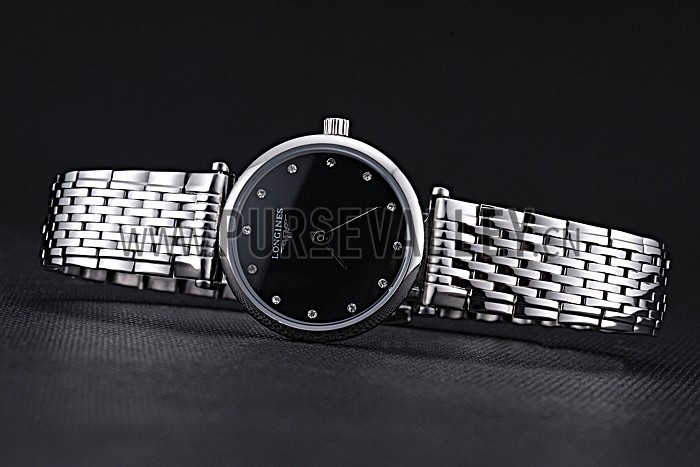 Longines La Grande Classique Stainless Steel Black Dial Diamond Markers Femme 622112