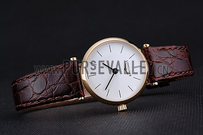 Longines La Grande Classique White Dial Brown Leather Strap Femme 622120