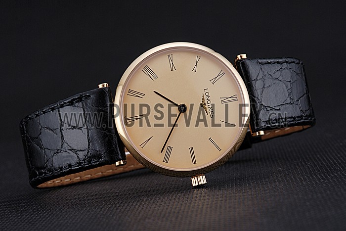 Longines La Grande Classique Champagne Dial Black Leather Band Homme 622123