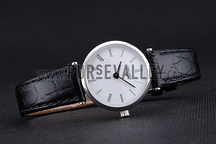 Longines La Grande Classique White Dial Black Leather Band Femme 622128
