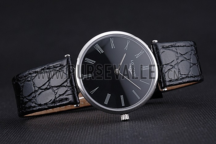 Longines La Grande Classique Black Dial Black Leather Band Homme 622131