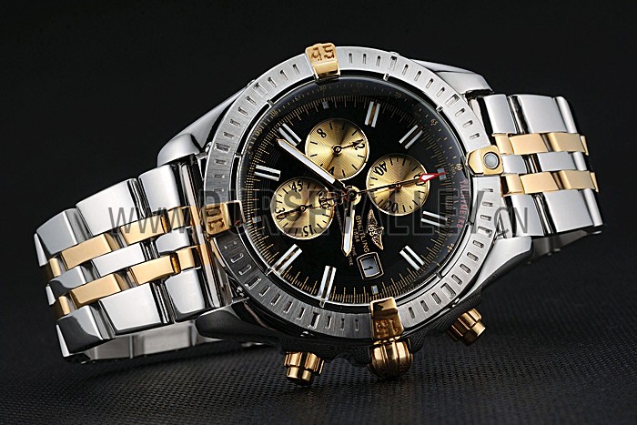 Breitling Chronomat Black Dial Stainless Steel And Gold Bracelet 622429