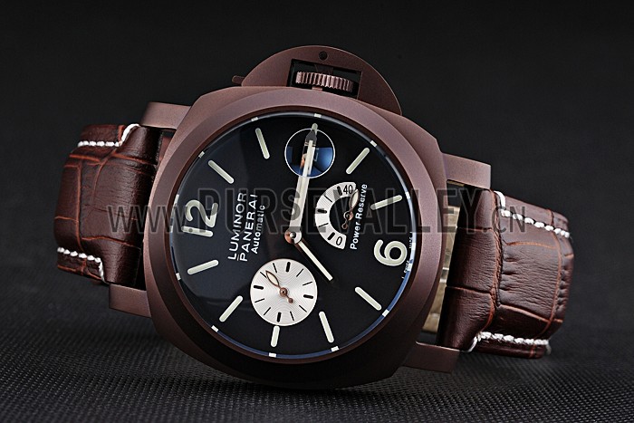 Panerai Luminor Brown Leather Strap Black Dial 80163