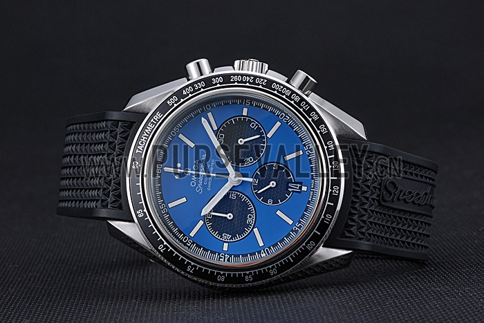 Omega Speedmaster Black Rubber Strap Blue Dial 622043