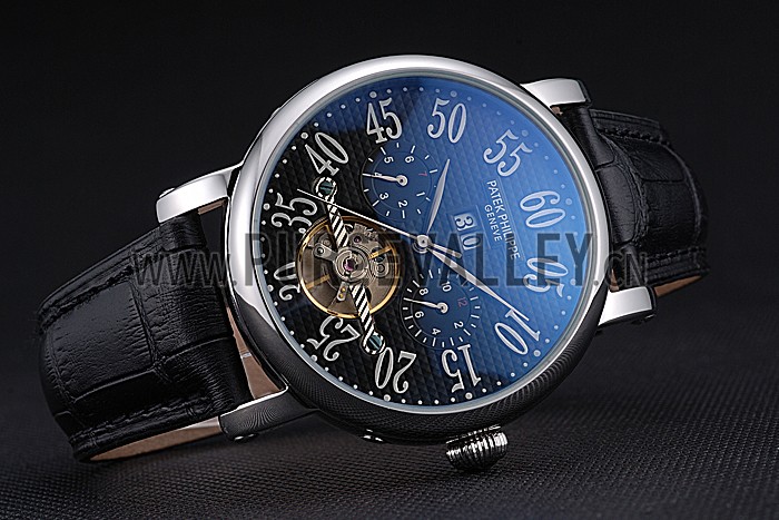 Patek Philippe Grand Complications Stainless Steel Case Black Dial Roman Numerals Black Leather Bracelet 622256