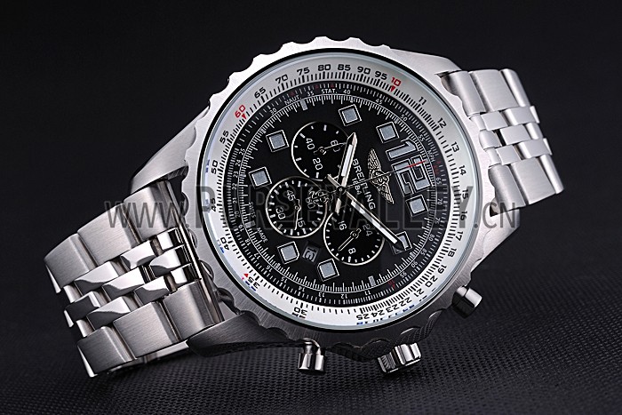 Breitling Professional Chronospace Black Dial Stainless Steel Bracelet 622505
