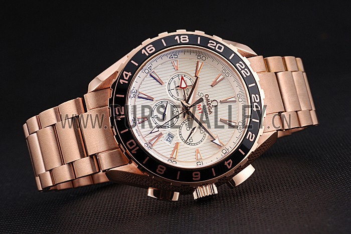 Omega Seamaster Aqua Terra Chrono GMT Ivory Dial Gold Bracelet 622533