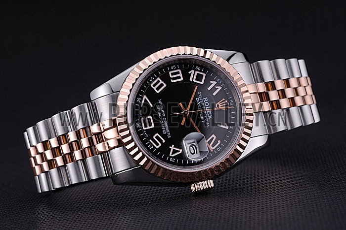 Rolex DateJust Black Dial Stainless Steel and Gold Bracelet 622545
