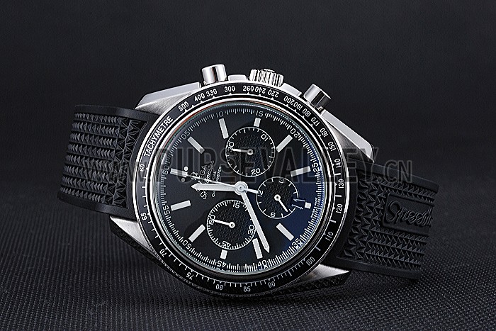 Omega Speedmaster Black Rubber Strap Black Dial 622042