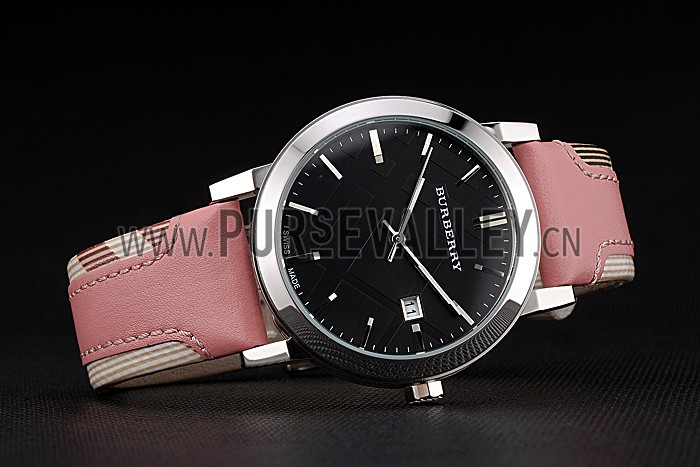 Burberry The City Classic Black Dial Pink Bracelet 622561