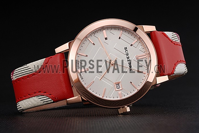 Burberry The City Classic Silver Dial Red Bracelet 622567