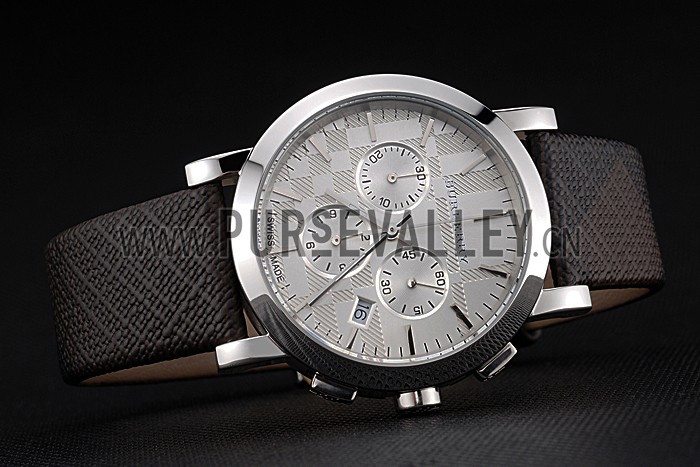 Burberry The City Classic Chronograph Silver Dial Smoked Trench Bracelet 622572