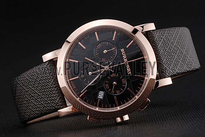 Burberry The City Classic Chronograph Black Dial Smoked Trench Bracelet 622573