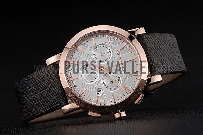 Burberry The City Classic Chronograph Silver Dial Smoked Trench Bracelet 622574