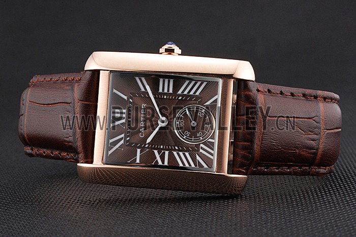 Cartier Tank MC Gold Case Brown Dial Brown Leather Strap 622175