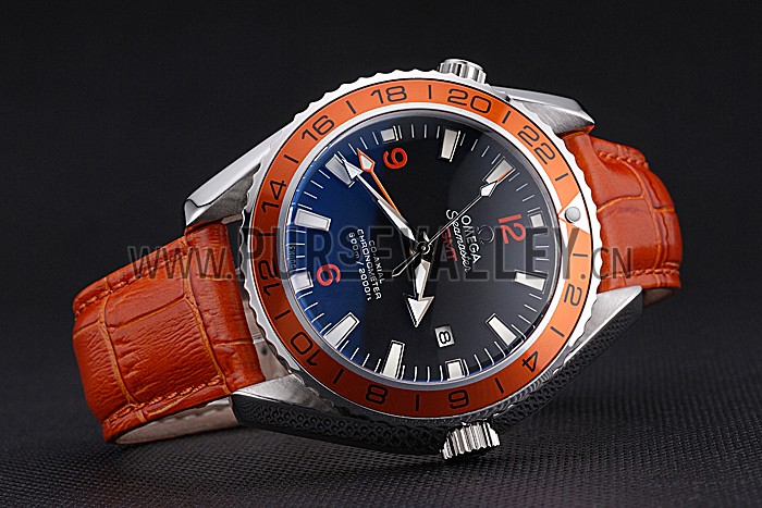 Omega Seamaster Planet Ocean GMT Orange Dial Orange Leather Band 622395