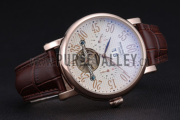 Patek Philippe Grand Complications Gold Case White Dial Arabic Numerals Brown Leather Bracelet 622255