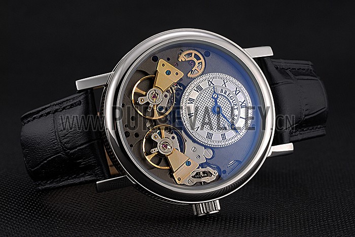 Breguet Duo Tourbillon Silver Case White Dial Black Leather Bracelet 622622