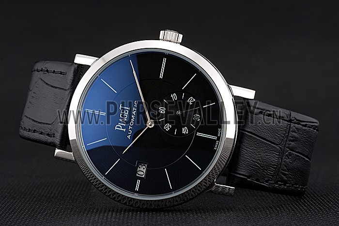 Piaget Altiplano Silver Case Black Dial Black Leather Bracelet 622629