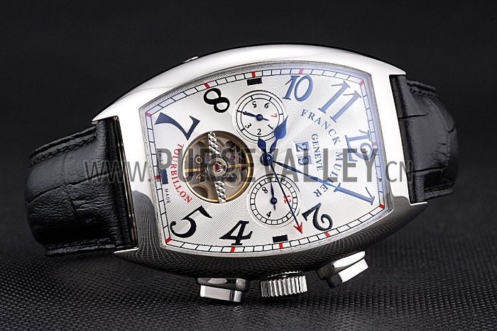 Franck Muller Casablanca Black Croco Leather Strap Tourbillon 80282