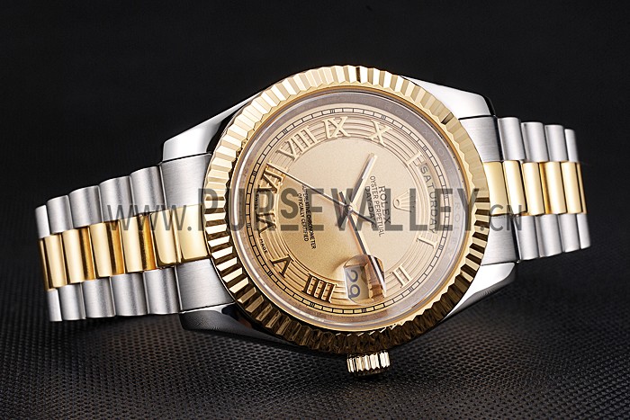 Rolex Day-Date Two Tone Stainless Steel 18k Gold Plated Gold Dial