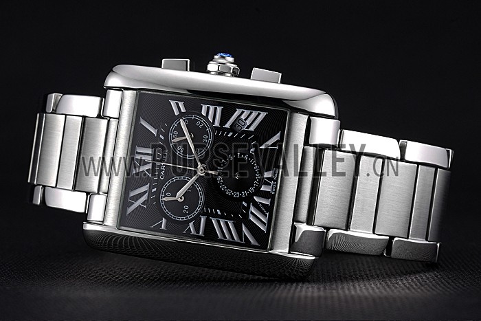 Cartier Tank MC Black Dial Stainless Steel Case And Bracelet 622698