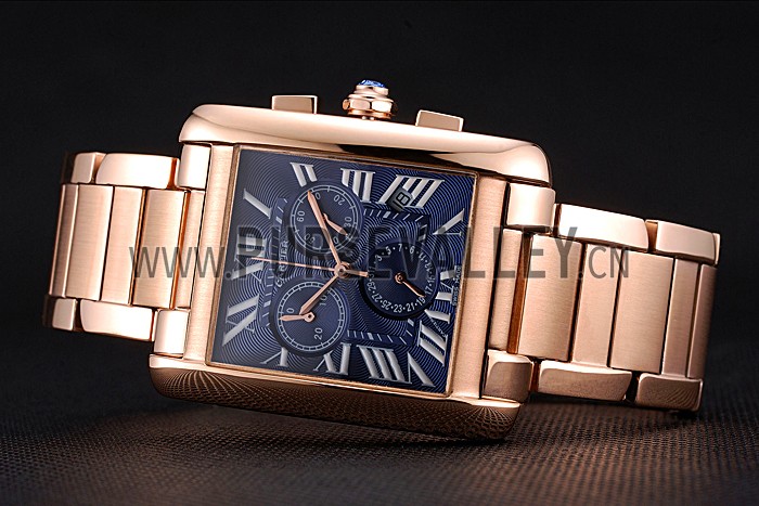 Cartier Tank MC Navy Dial Rose Gold Case And Bracelet 622704