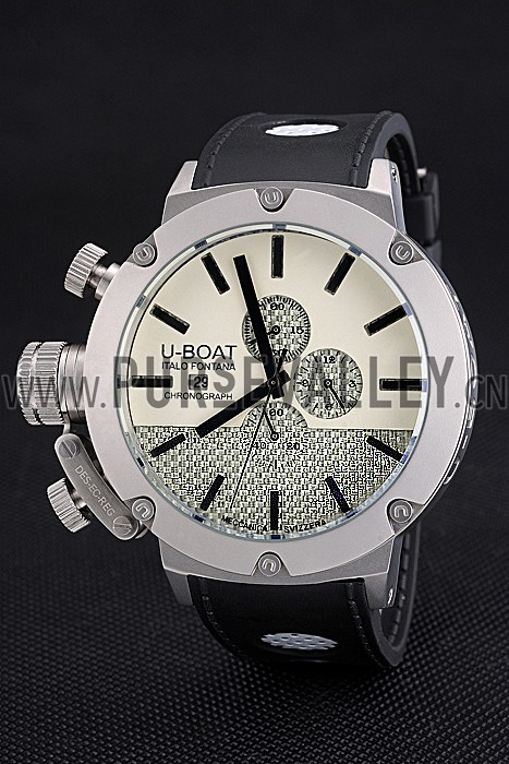 U-Boat Italo Fontana White Dial Stainless Steel Case Black Leather Bracelet 622715