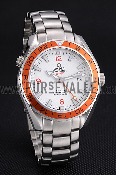 Omega Seamaster GMT White Dial Orange Bezel Stainless Steel Case 622718