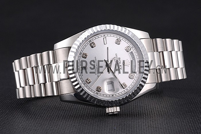 Rolex Day-Date Polished Stainless Steel Silver Dial