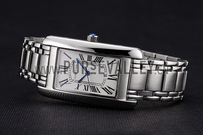 Cartier Tank Americaine 21mm White Dial Stainless Steel Case And Bracelet