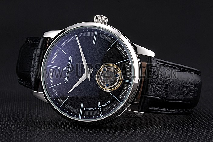 Jaeger-LeCoultre Master Flying Tourbillon Black Dial Stainless Steel Case Black Leather Strap 622777