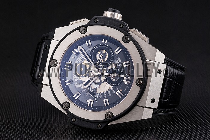 Swiss Hublot Big Bang Limited Edition Formula 1 Black Skeletonised Dial Steel Case Black Leather Strap 622883