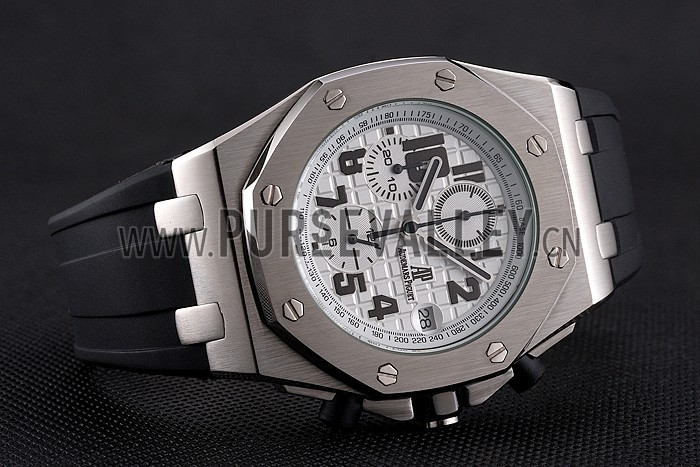 Audemars Piguet Royal Oak Offshore White Dial Stainless Steel Case Black Rubber Strap