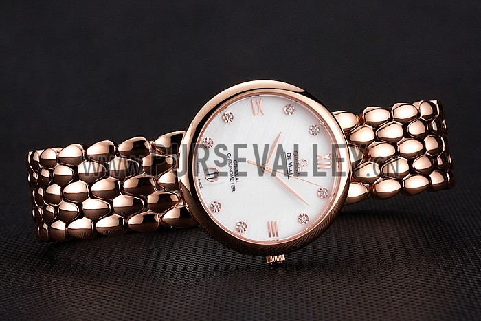 Omega De Ville Prestige White Dial With Diamonds Rose Gold Case And Bracelet