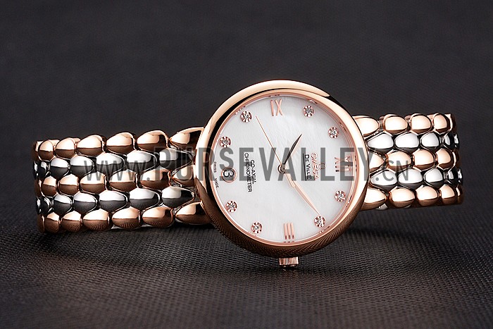 Omega De Ville Prestige White Dial With Diamonds Rose Gold Case Two Tone Bracelet