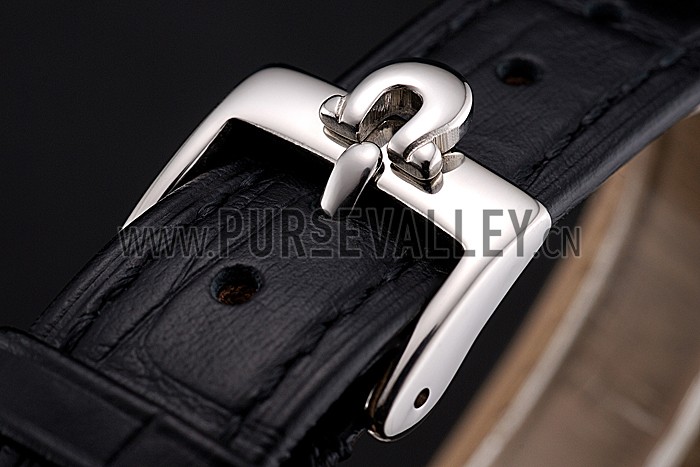 Omega De Ville Prestige Ladies White Dial Stainless Steel Case Black Leather Strap