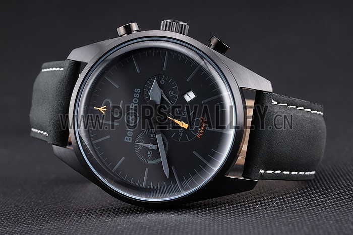 Bell and Ross BR126 Flyback Black Dial Black Case Black Suede Leather Strap