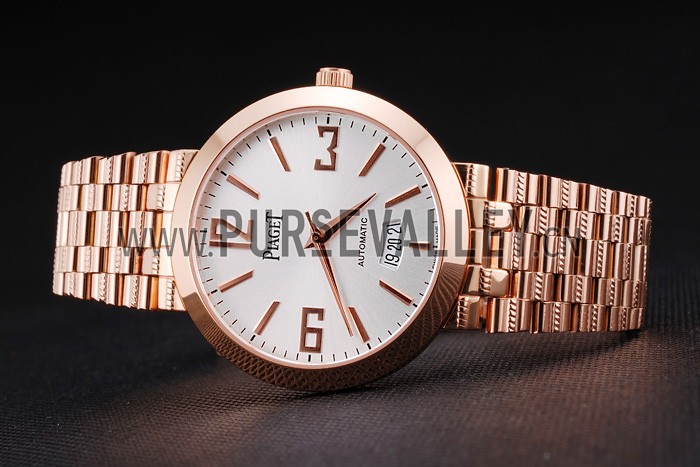 Swiss Piaget Traditional White Dial Gold Case Gold Stainless Steel Strap