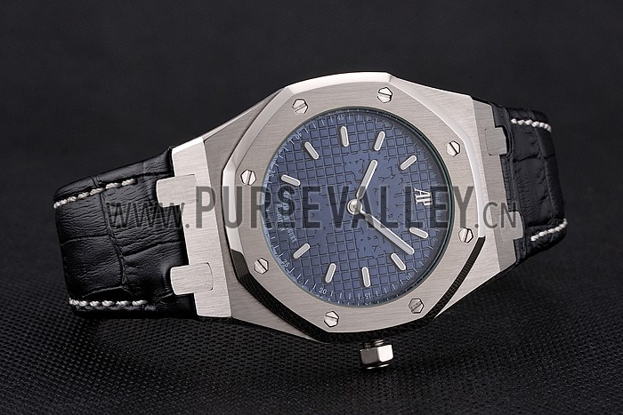 Audemars Piguet Royal Oak Fondation Blue Dial Stainless Steel Case Black Leather Strap