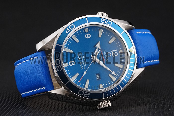 Omega Seamaster Planet Ocean Blue Dial Blue Leatherl Bracelet 622538