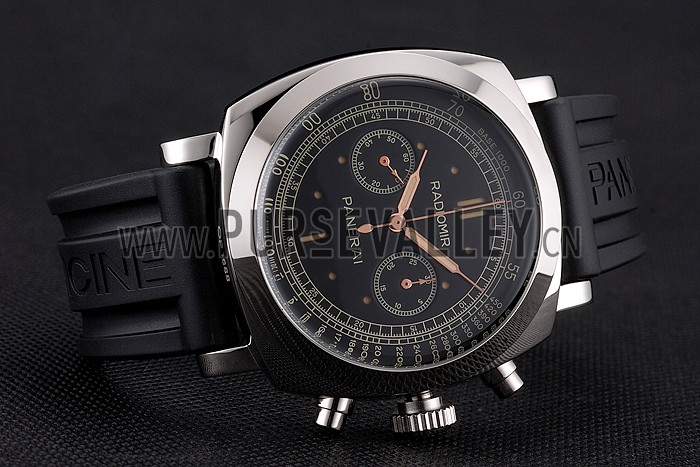 Swiss Panerai Radiomir 1940 Chronograph Black Dial Stainless Steel Case Black Rubber Strap